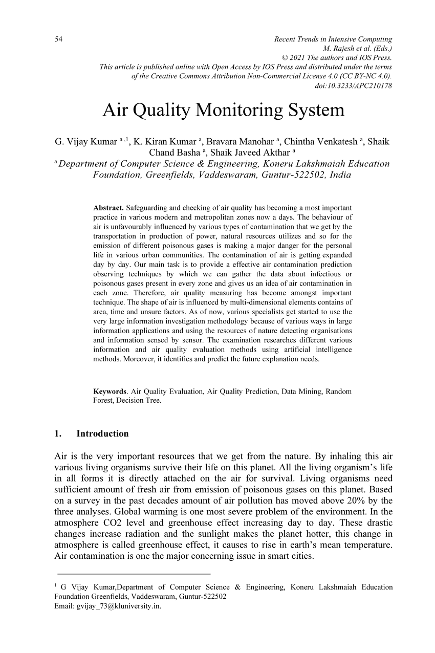 air quality monitoring system research paper