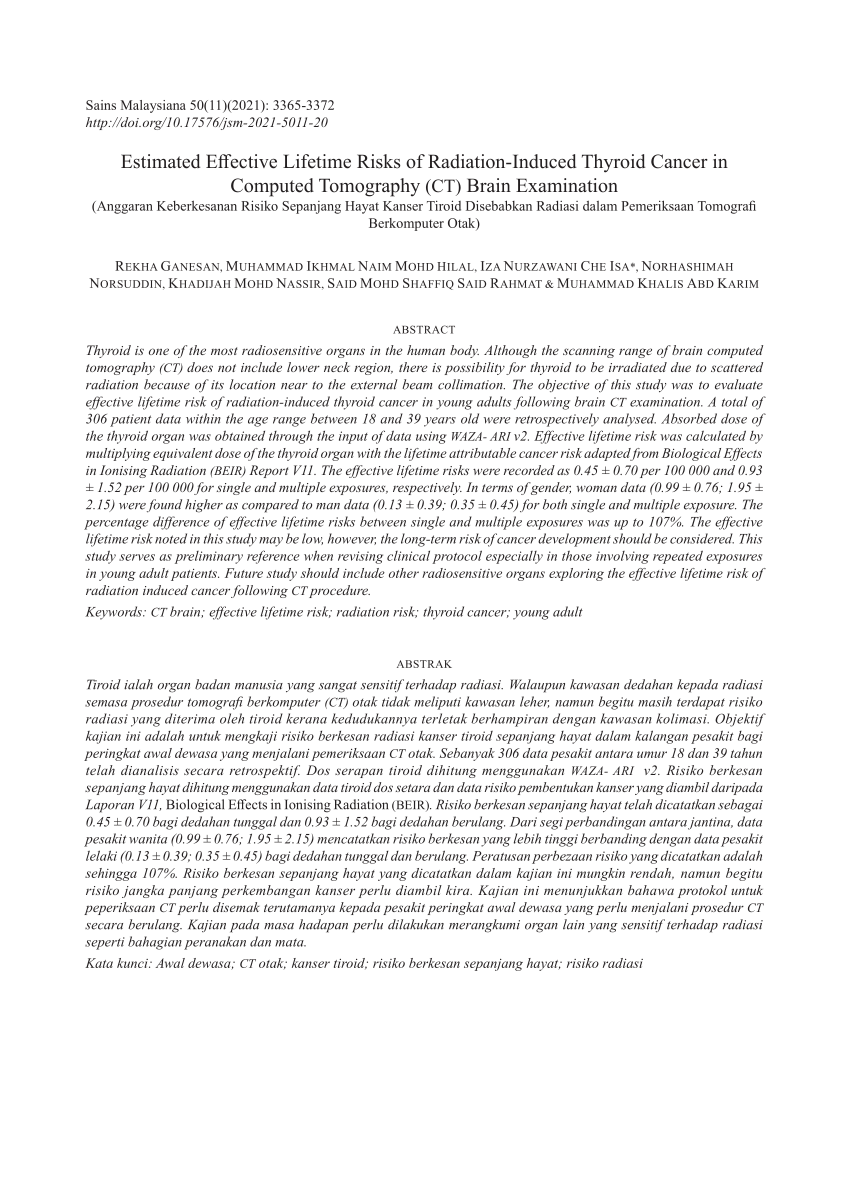 PDF) Estimated Effective Lifetime Risks of Radiation-Induced 