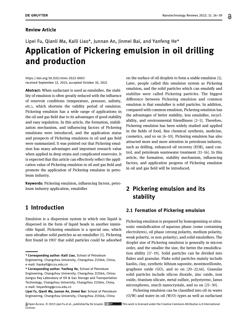 pickering emulsion applications