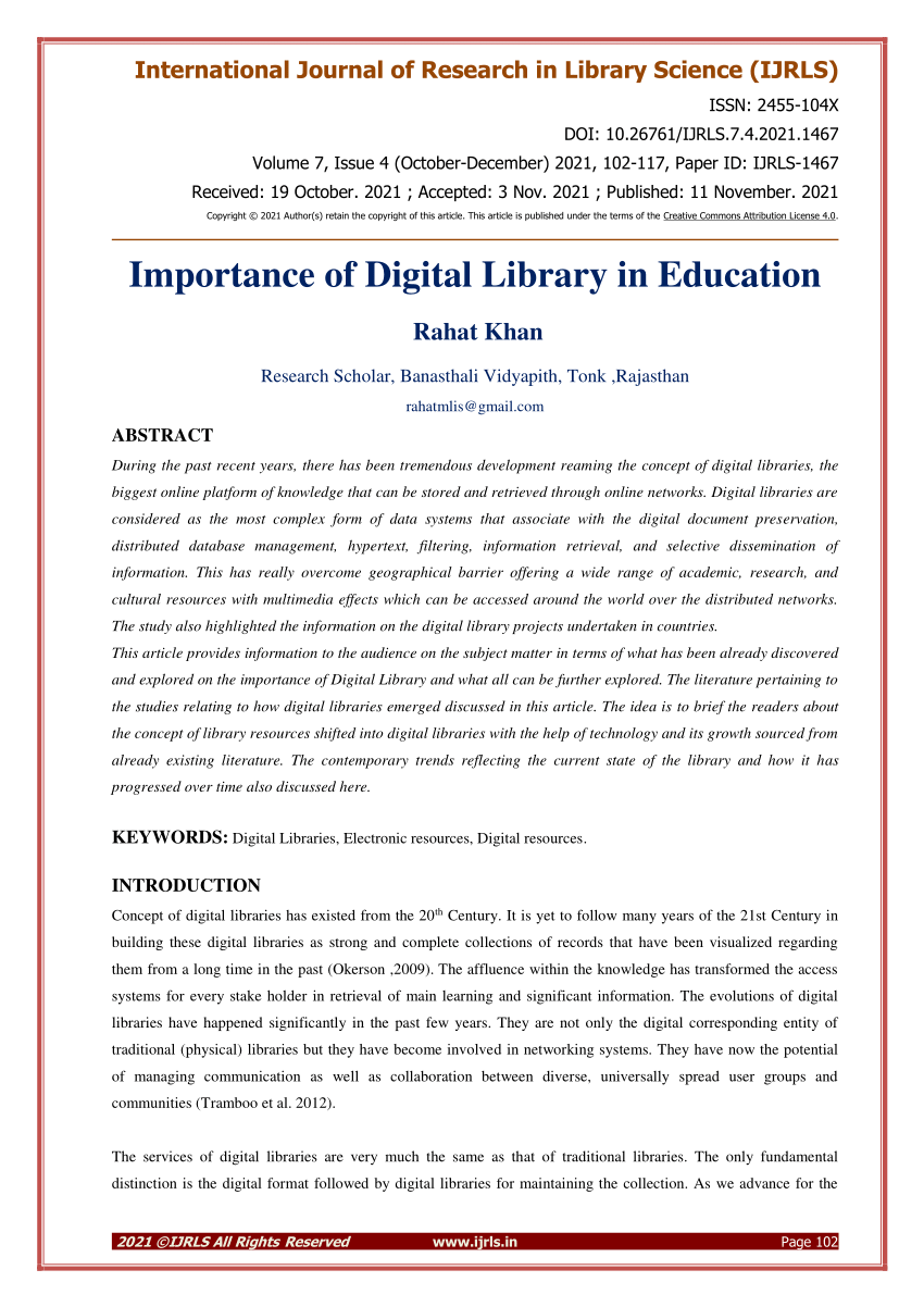 essay on digital library