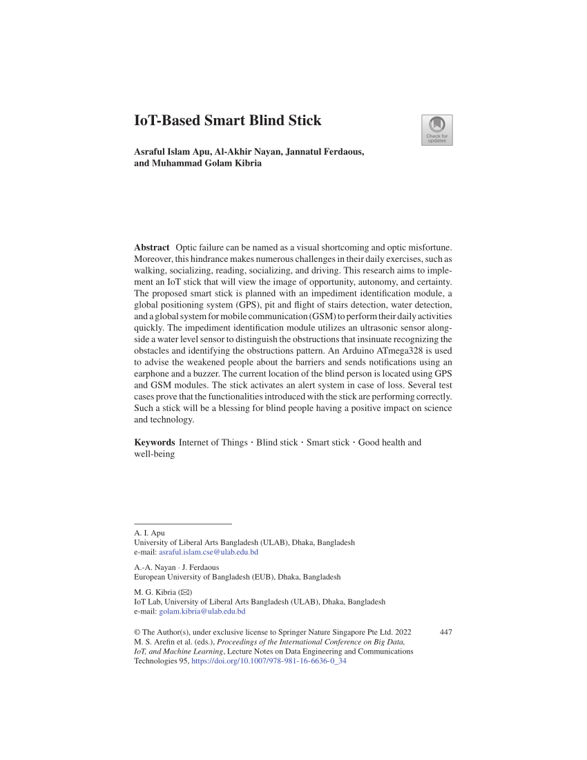 PDF) IoT-Based Smart Blind Stick