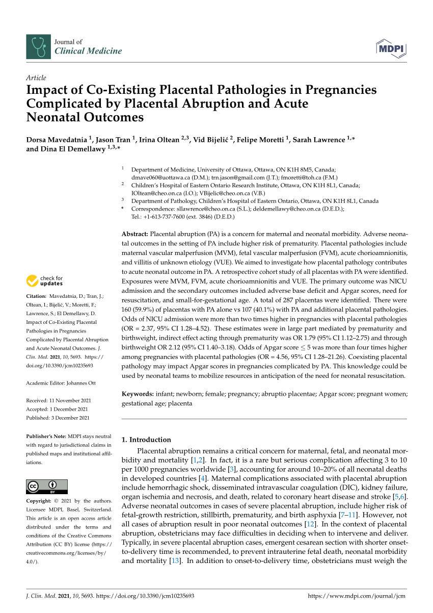 (PDF) Impact of Co-Existing Placental Pathologies in Pregnancies