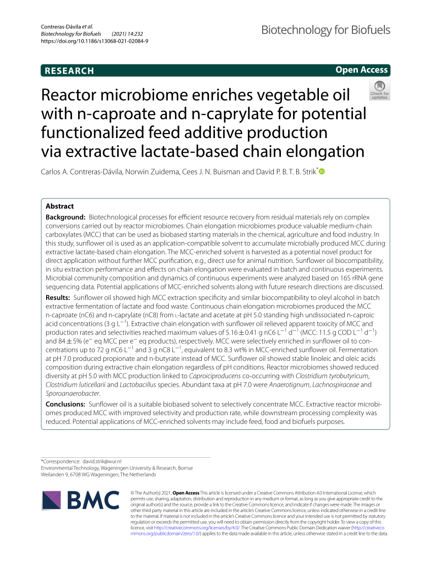 Kæmpe stor fotografering Åben PDF) Reactor microbiome enriches vegetable oil with n-caproate and  n-caprylate for potential functionalized feed additive production via  extractive lactate-based chain elongation