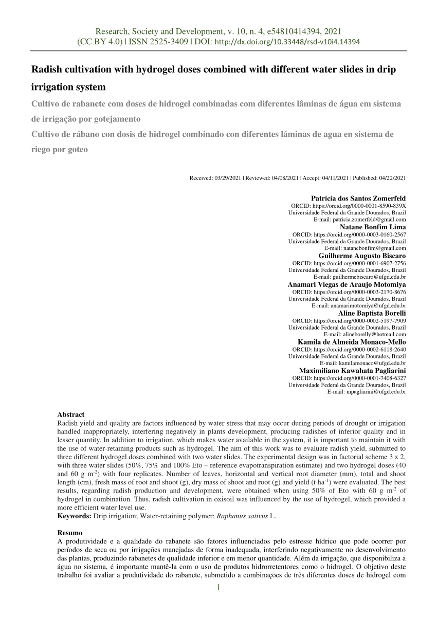 PDF) INFLUÊNCIA DE DIFERENTES TURNOS DE REGA E DOSES DE HIDROABSORVENTE NO  DESENVOLVIMENTO INICIAL DA CULTURA DO CAFÉ CONILLON (COFFEA CANEPHORA  PIERRE)