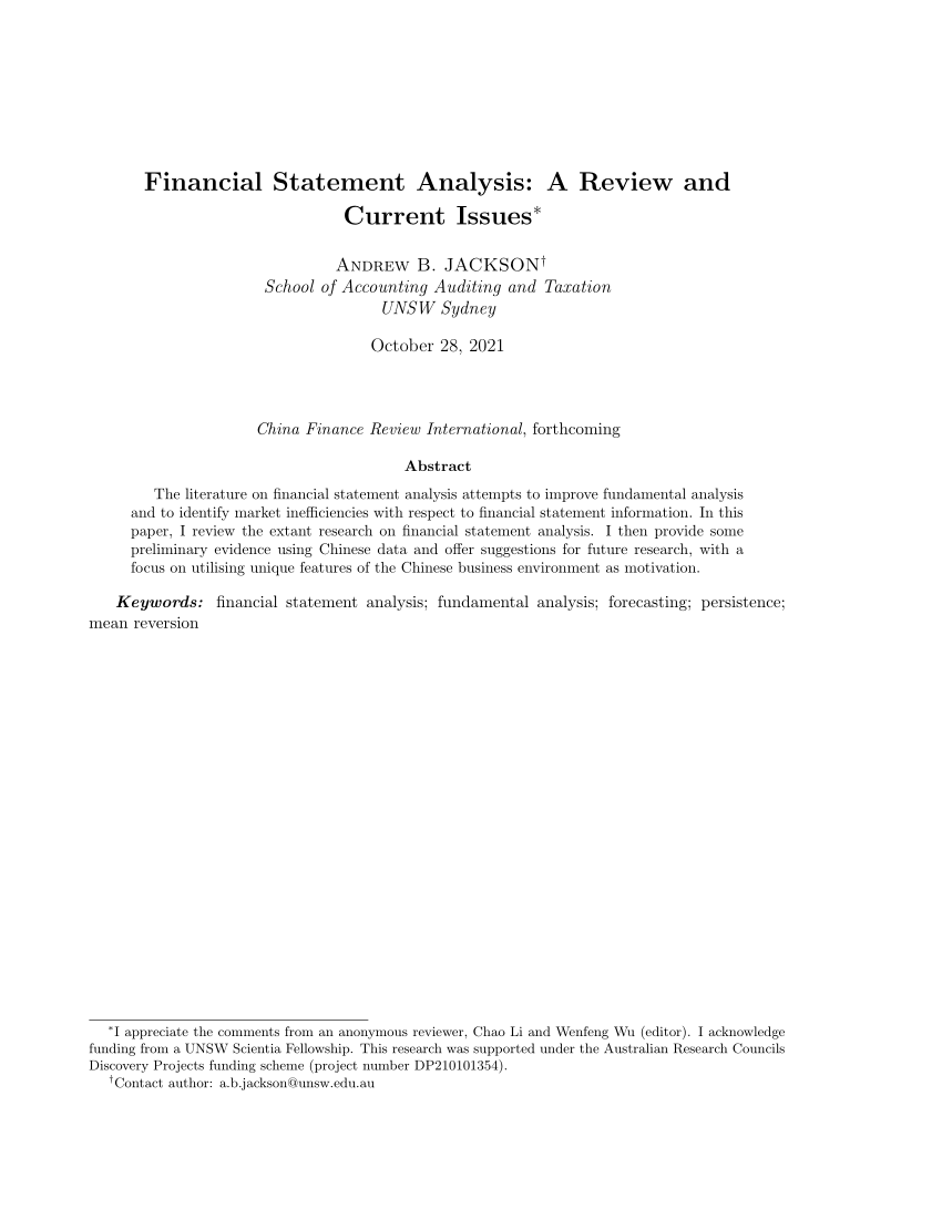 literature review of financial statement analysis pdf