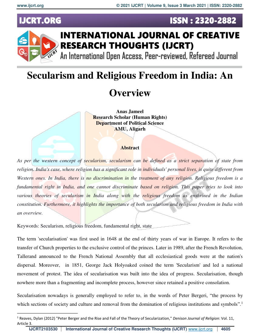 research paper on secularism in india