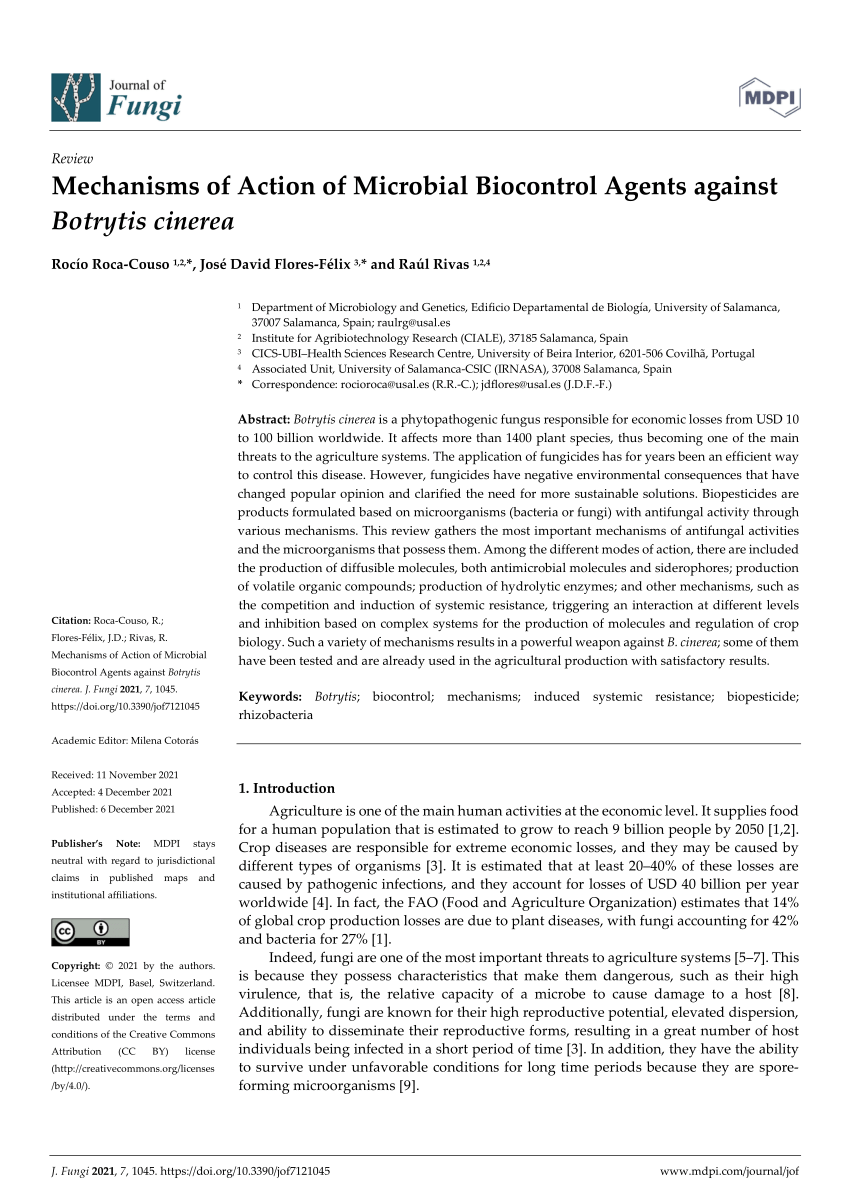 PDF) Mechanisms of Action of Microbial Biocontrol Agents against 
