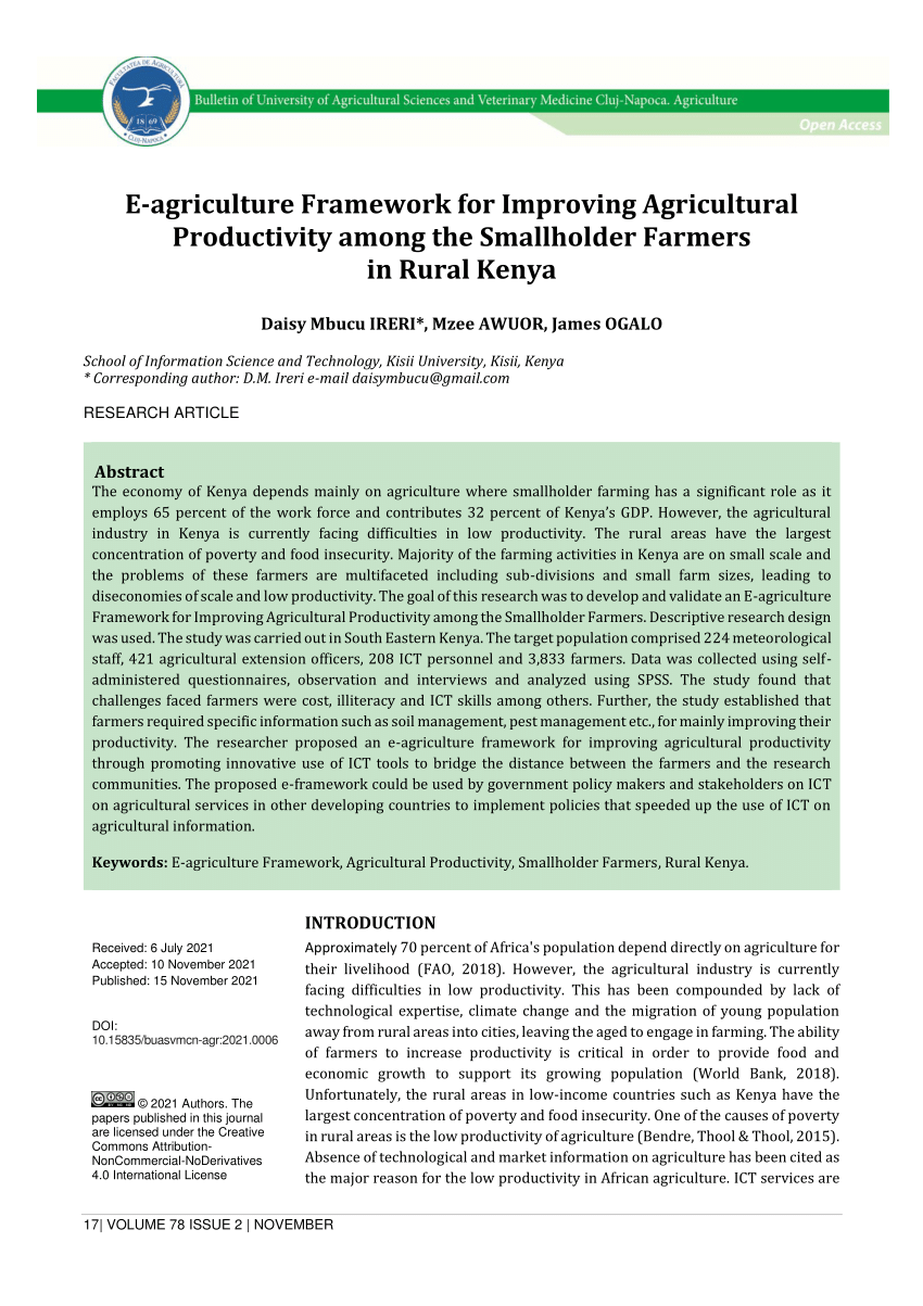 research papers on agriculture productivity