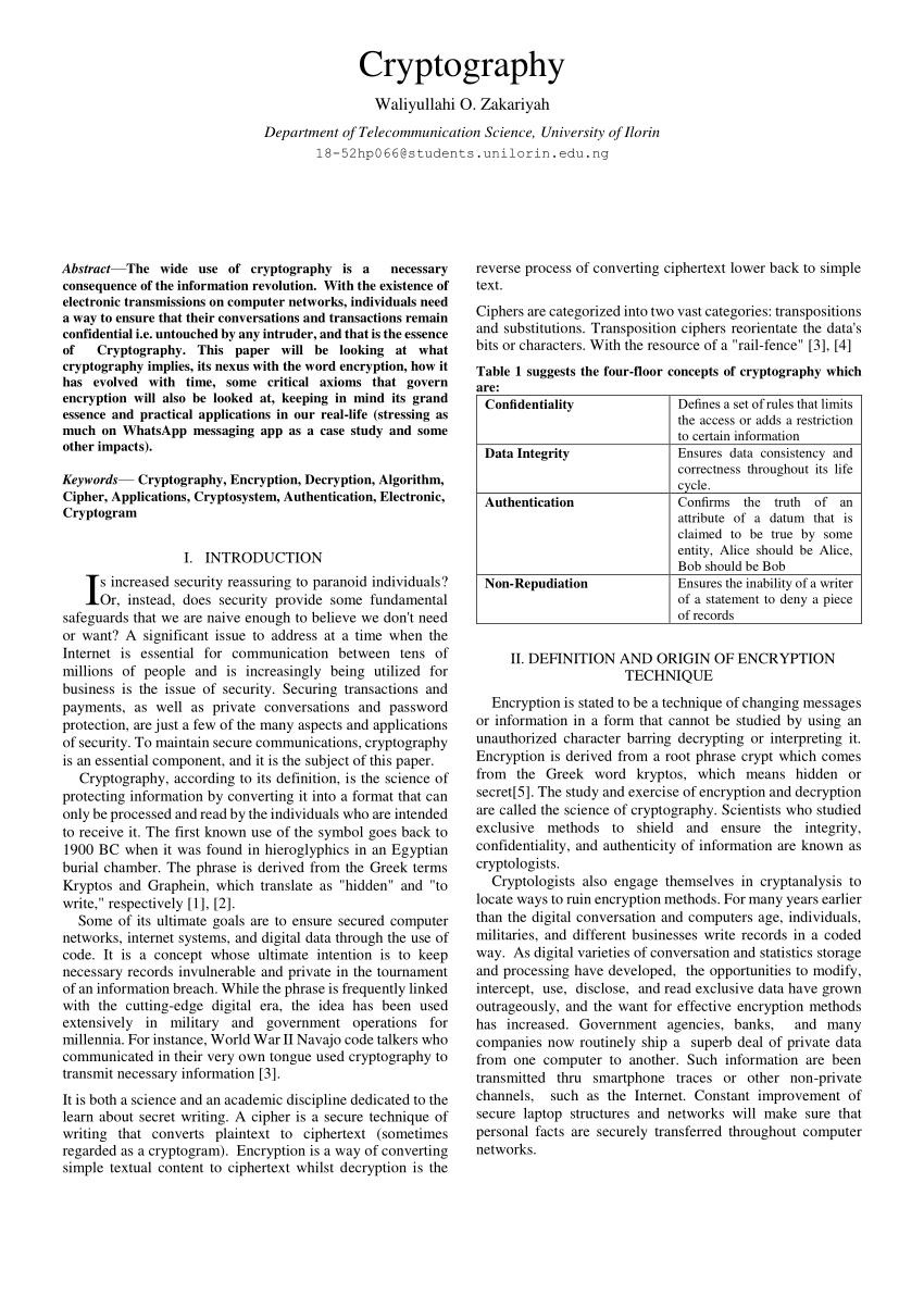 (PDF) Cryptography