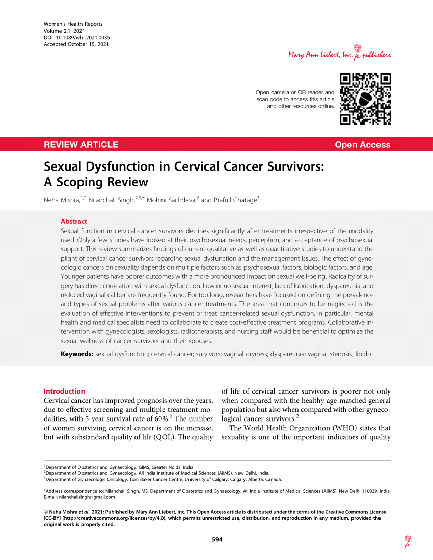 Pdf Sexual Dysfunction In Cervical Cancer Survivors A Scoping Review