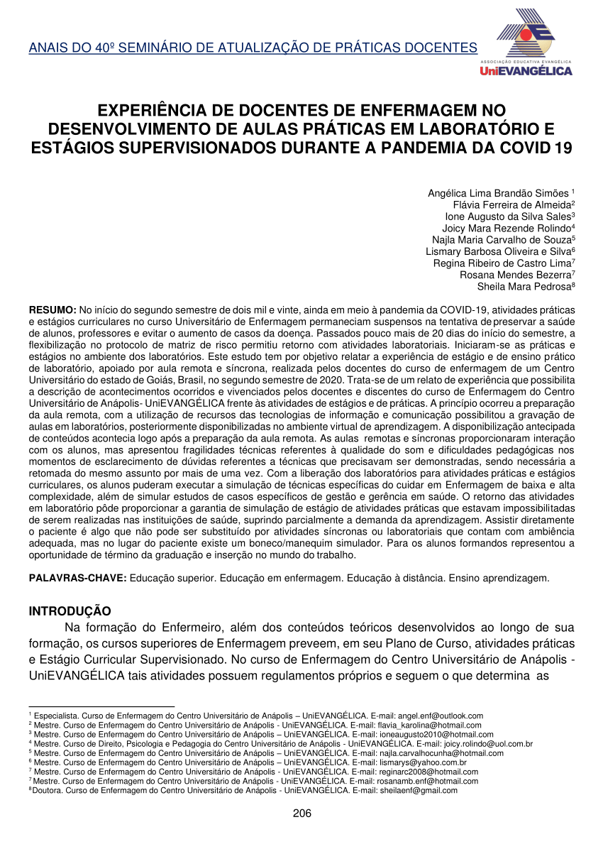 ATIVIDADES COMPLEMENTARES - Estágios Vivenciais