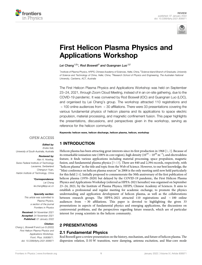 Fundamental Plasma Physics, Journal