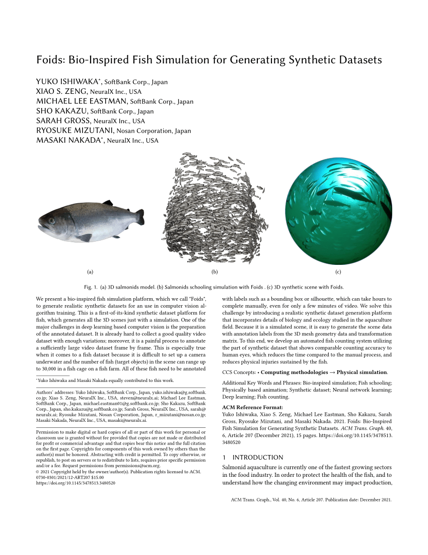 PDF) Foids: Bio-Inspired Fish Simulation for Generating Synthetic