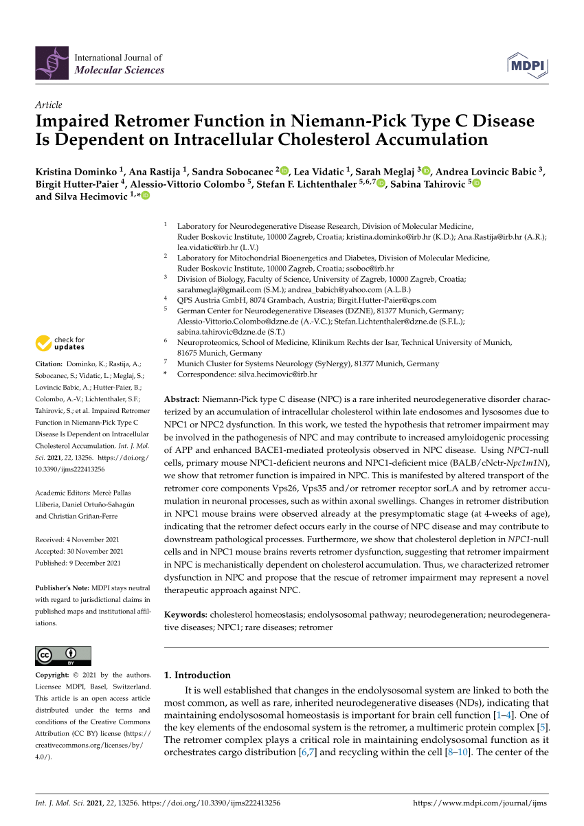 Molecular mechanism(s) of neurodegeneration in Niemann-Pick type C disease  - Ruđer Bošković Institute