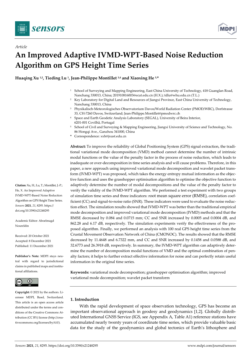 PDF) An Improved Adaptive IVMD-WPT-Based Noise Reduction Algorithm