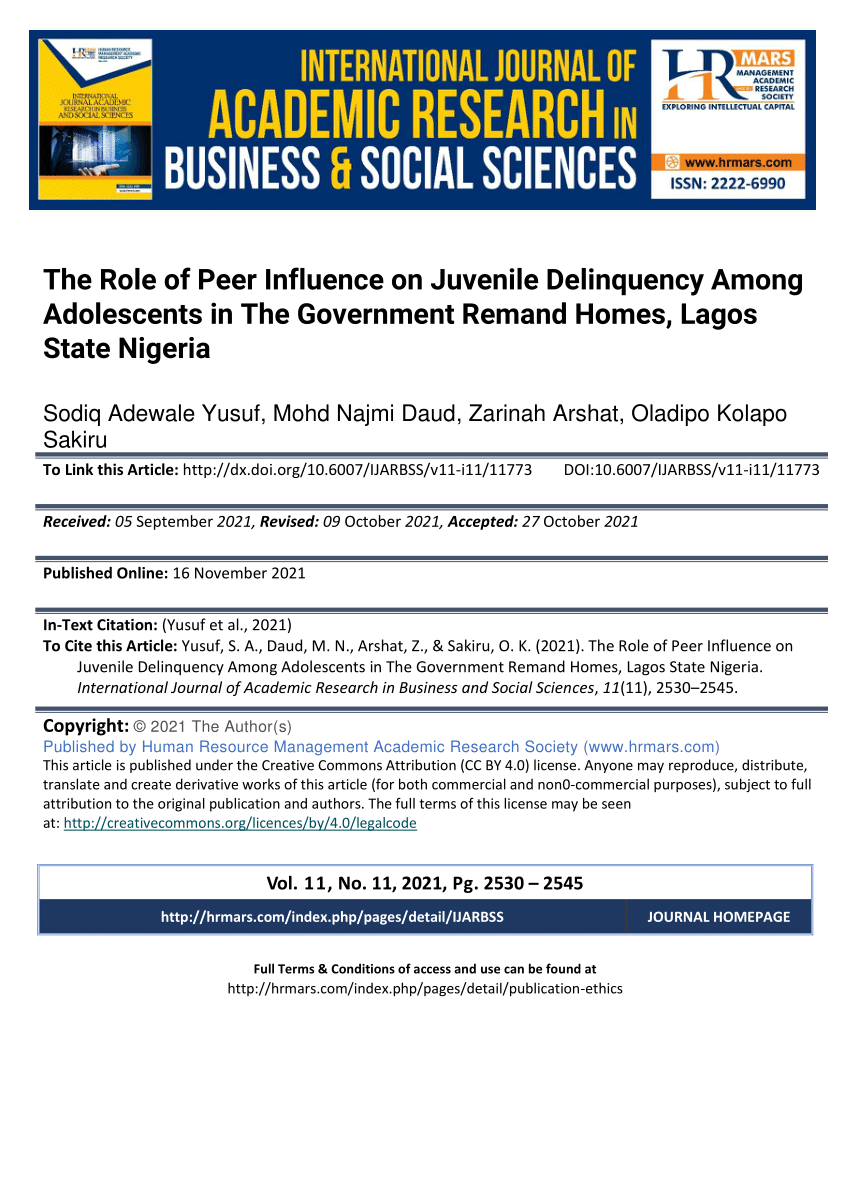 literature review on juvenile delinquency in nigeria
