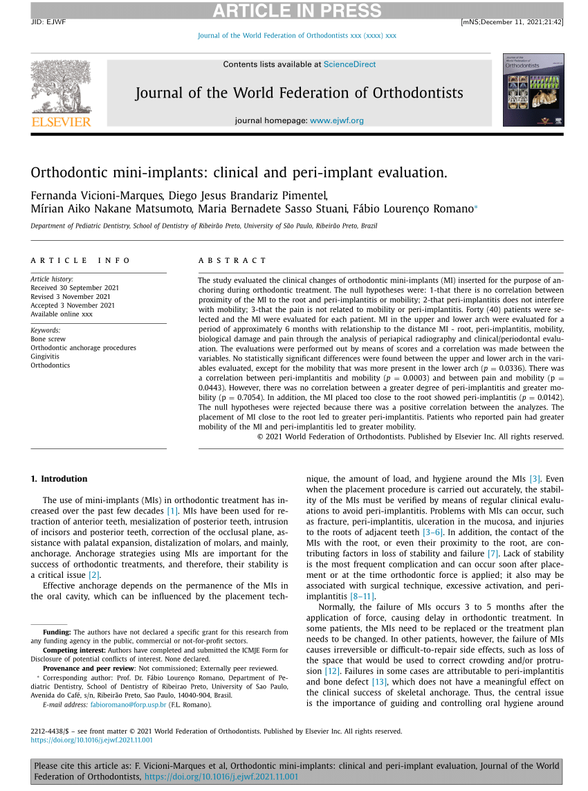 PDF) Orthodontic mini-implants: clinical and peri-implant evaluation