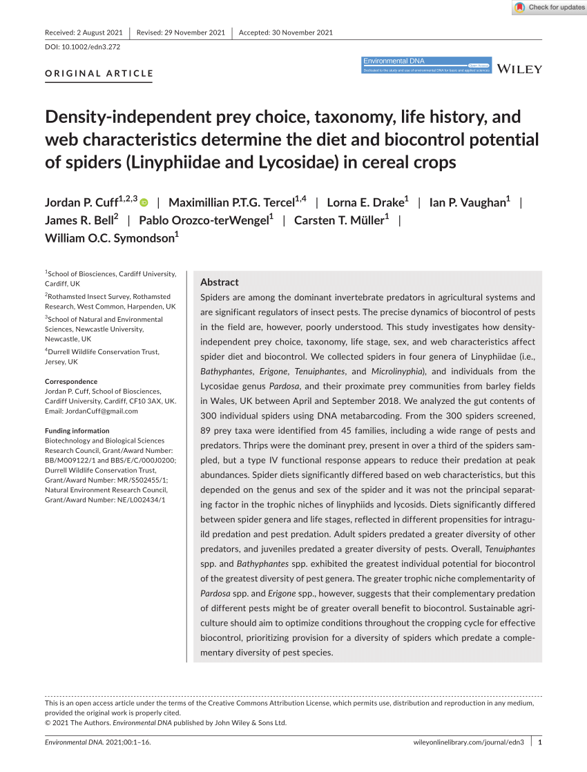 PDF Density independent prey choice taxonomy life history and