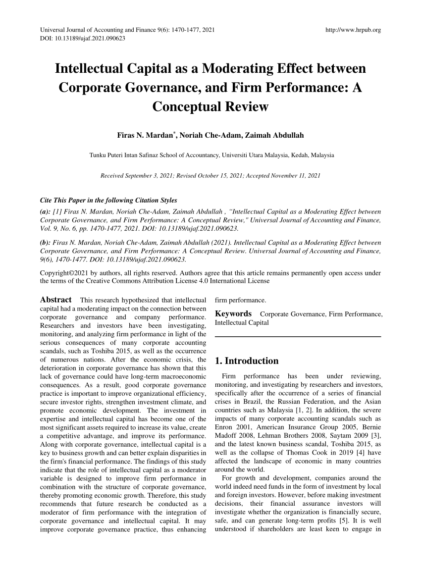 thesis on corporate governance and firm performance