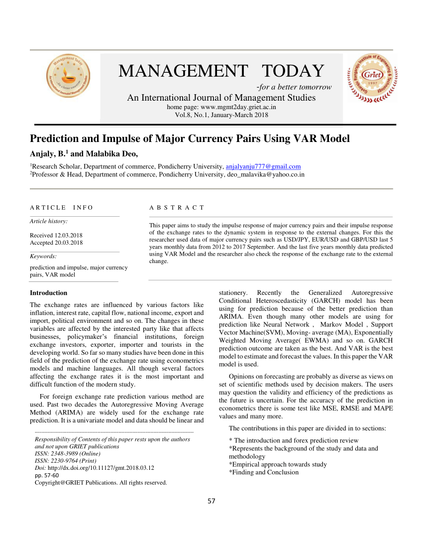 research paper using var model