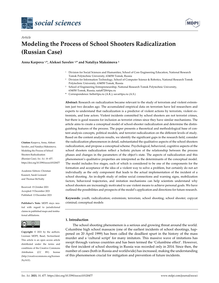 Pdf) Modeling The Process Of School Shooters Radicalization (Russian Case)