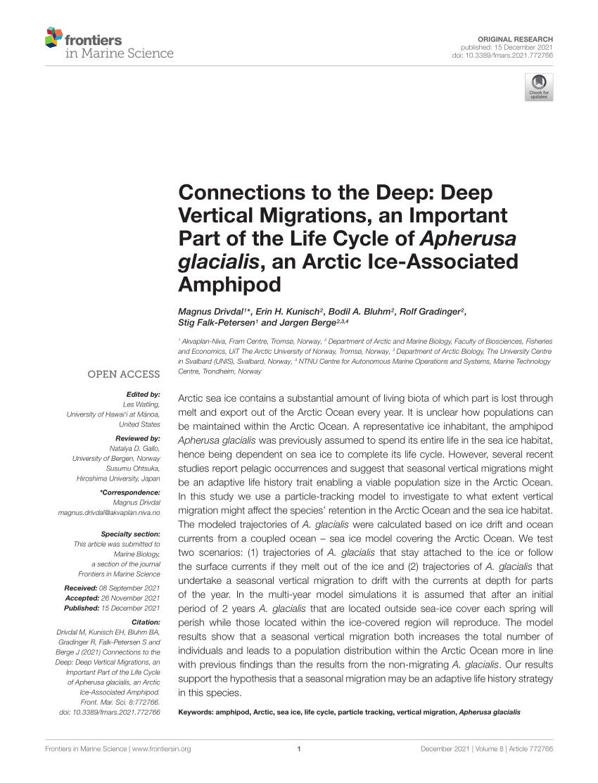 (PDF) Connections to the Deep: Deep Vertical Migrations, an Important