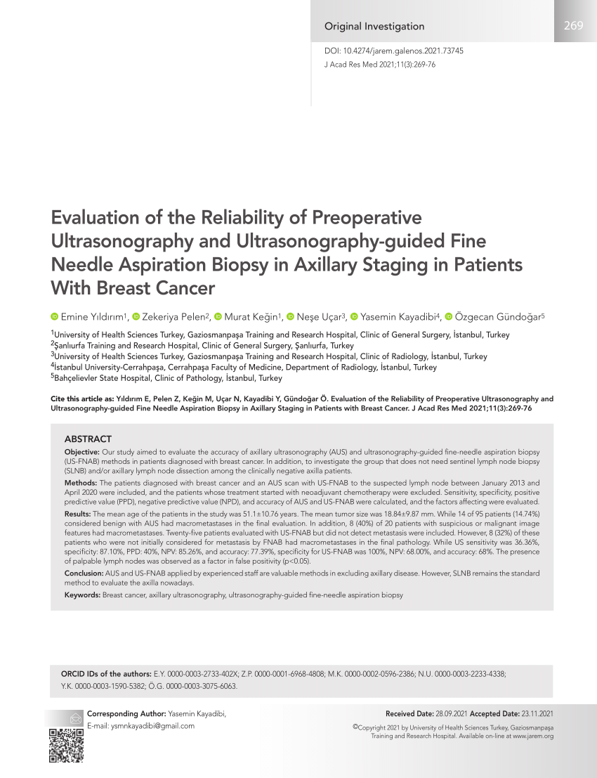 Pdf Evaluation Of The Reliability Of Preoperative Ultrasonography And Ultrasonography Guided