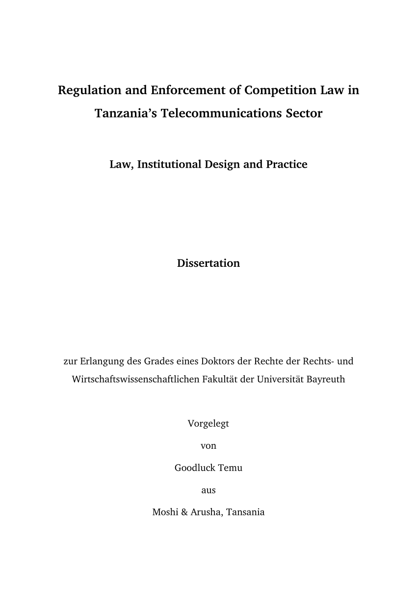 PDF) Regulation and Enforcement of Competition Law in Tanzania's