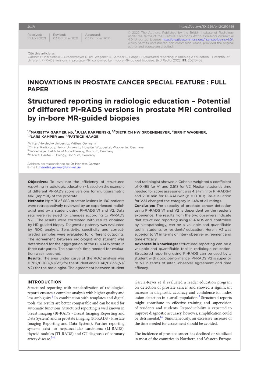 Pdf Structured Reporting In Radiologic Education Potential Of