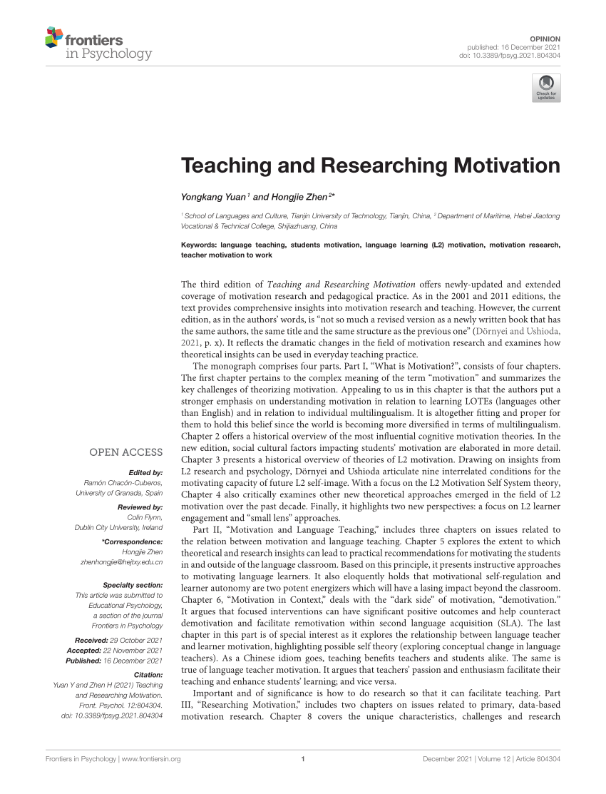 research on motivation in education