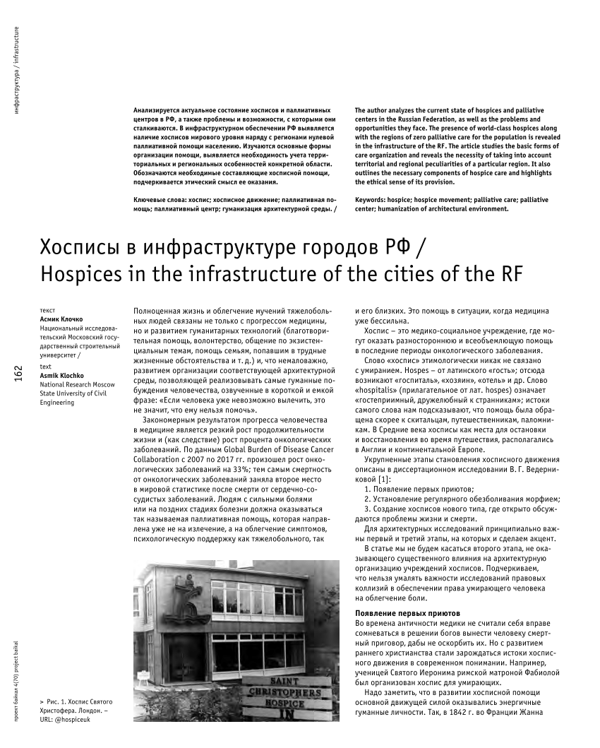 PDF) Hospices in the infrastructure of the cities of the RF