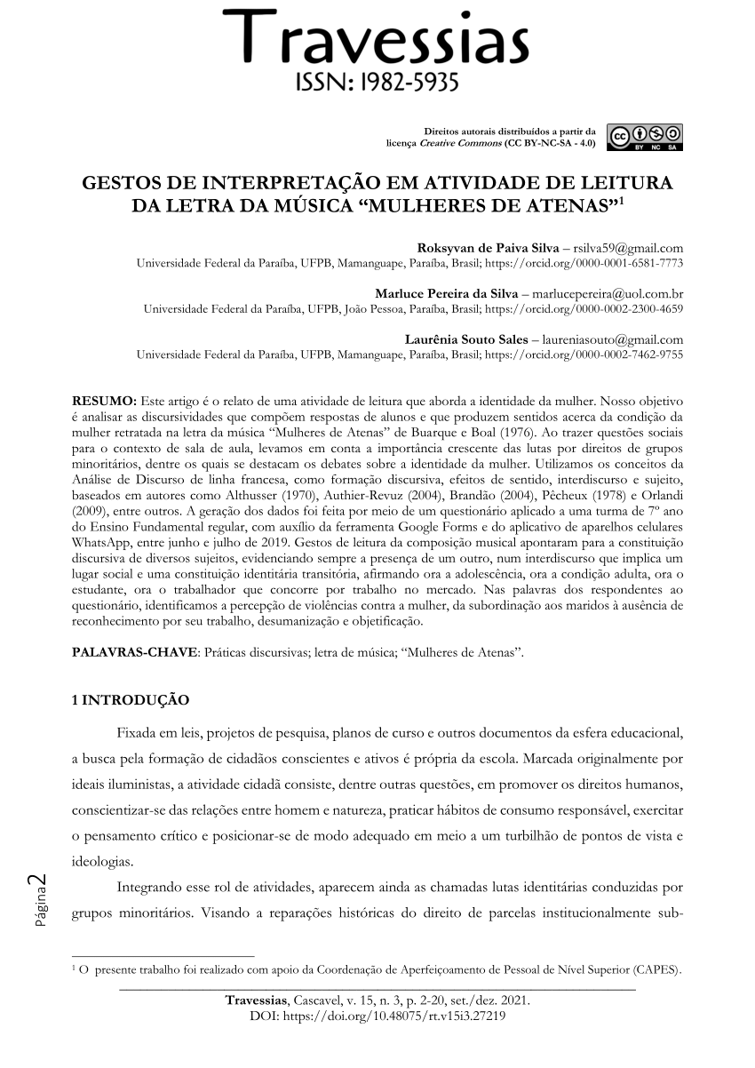 (PDF) Gestos de interpreta\u00e7\u00e3o em atividade de leitura da letra da ...