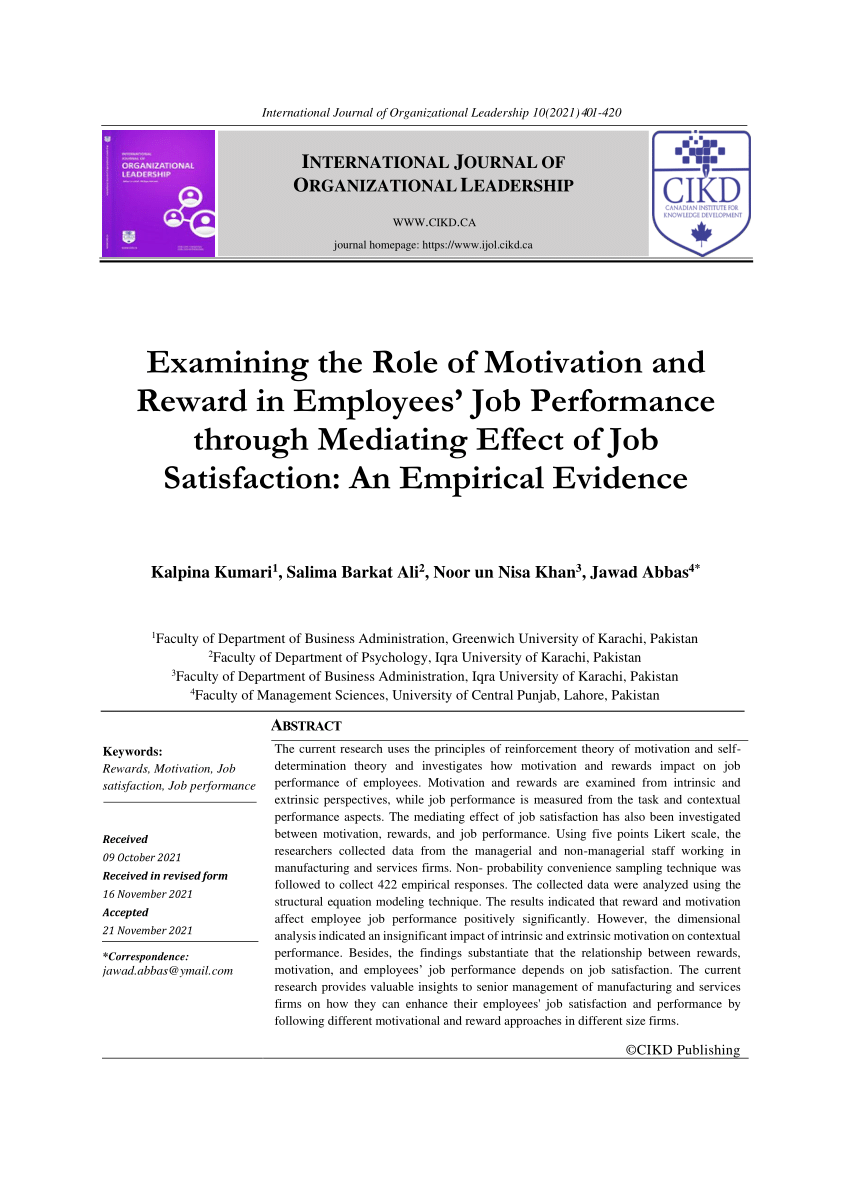 research paper on job satisfaction of employees pdf