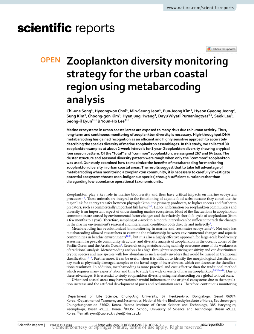 research paper on zooplankton diversity