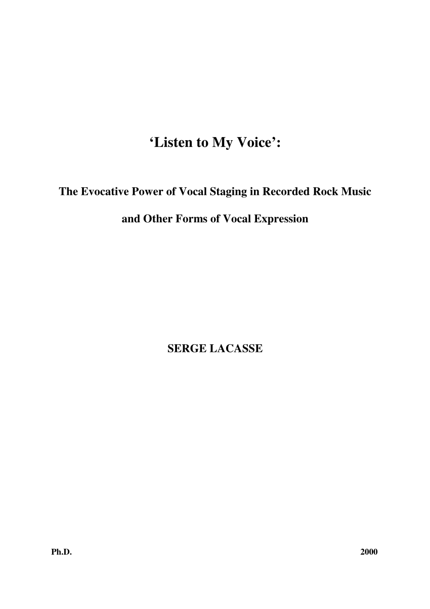 Pdf Listen To My Voice The Evocative Power Of Vocal Staging