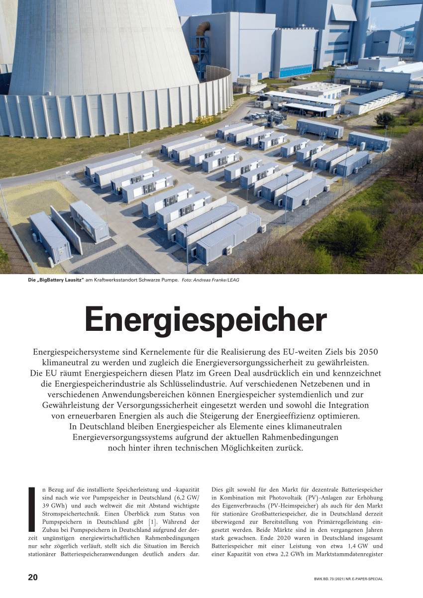 PDF) Energiespeicher - Batterien, Wasserstoff, Wärme