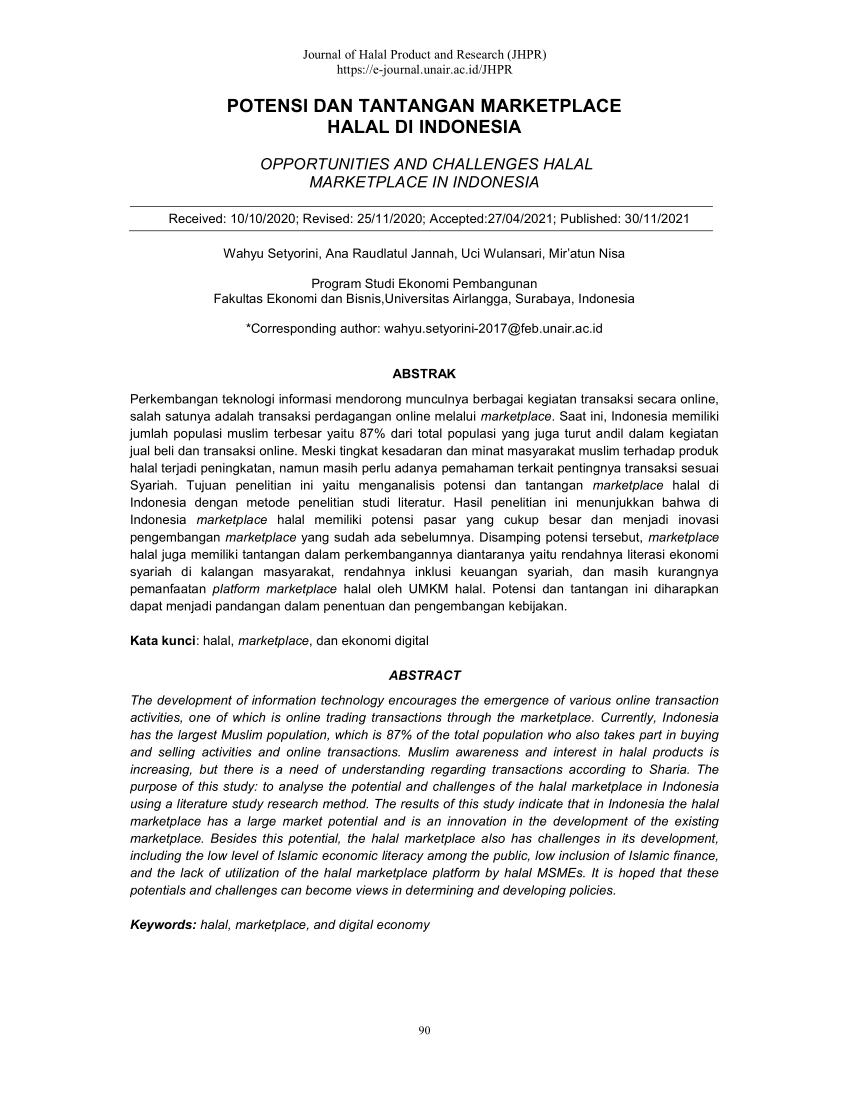 (PDF) Opportunities and challenges halal marketplace in Indonesia