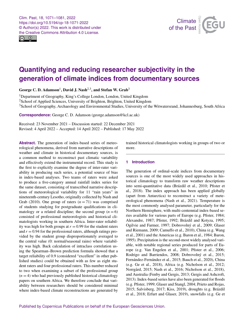PDF) Quantifying and reducing researcher subjectivity in the 