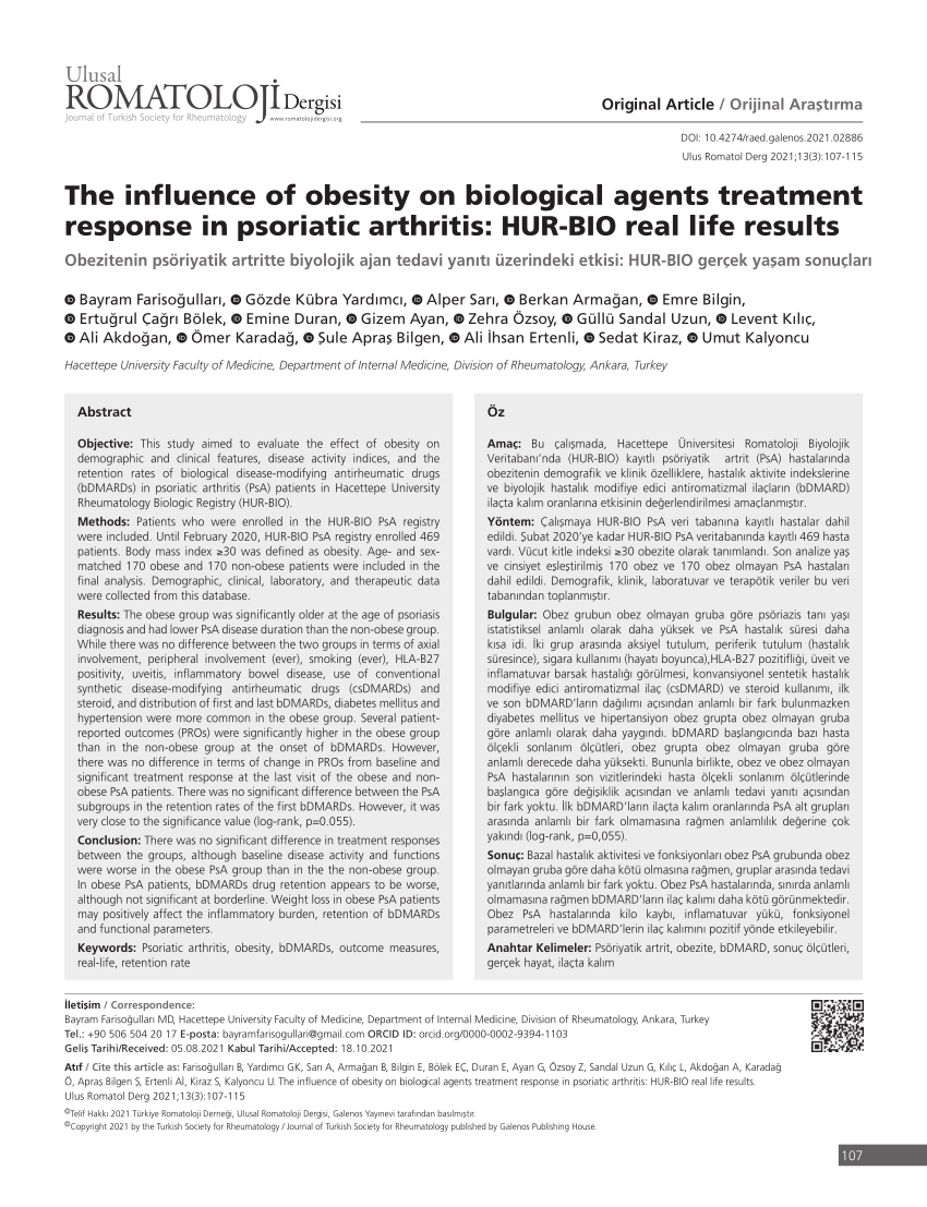 PDF The influence of obesity on biological agents treatment  