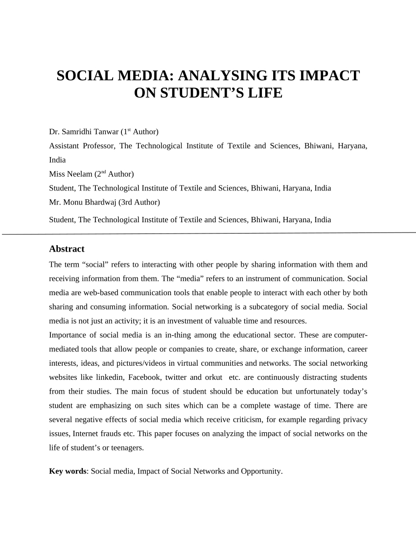 essay about impact of social media