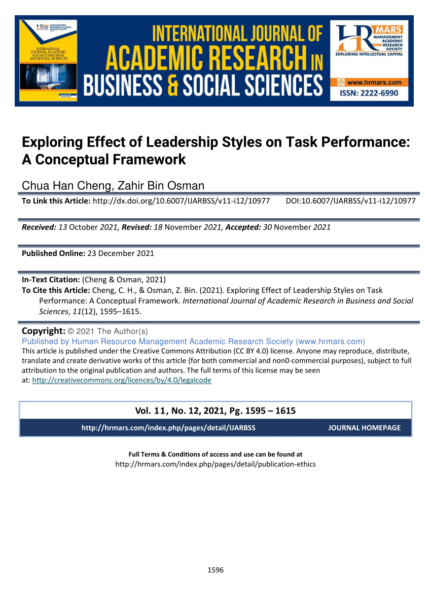 PDF) Exploring Effect of Leadership Styles on Task Performance: A ...