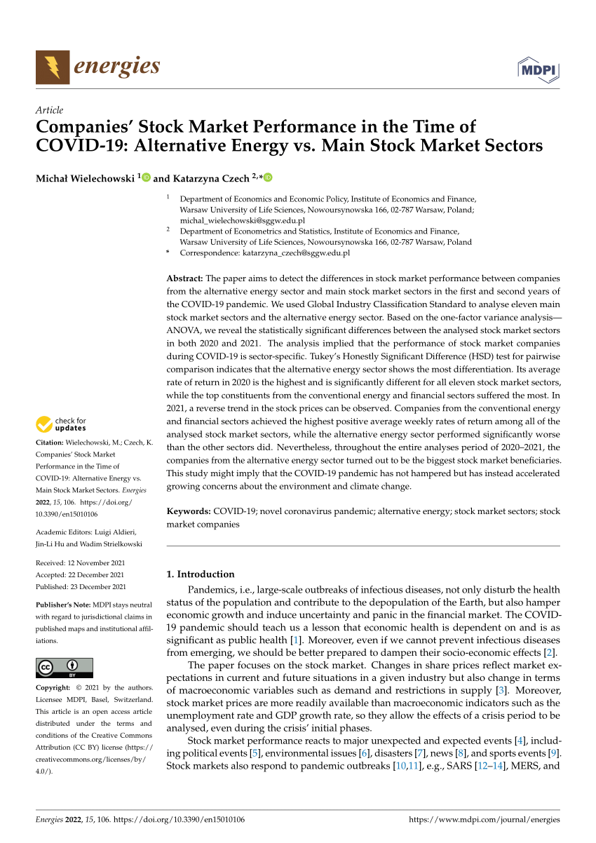 (PDF) Companies’ Stock Market Performance in the Time of COVID19