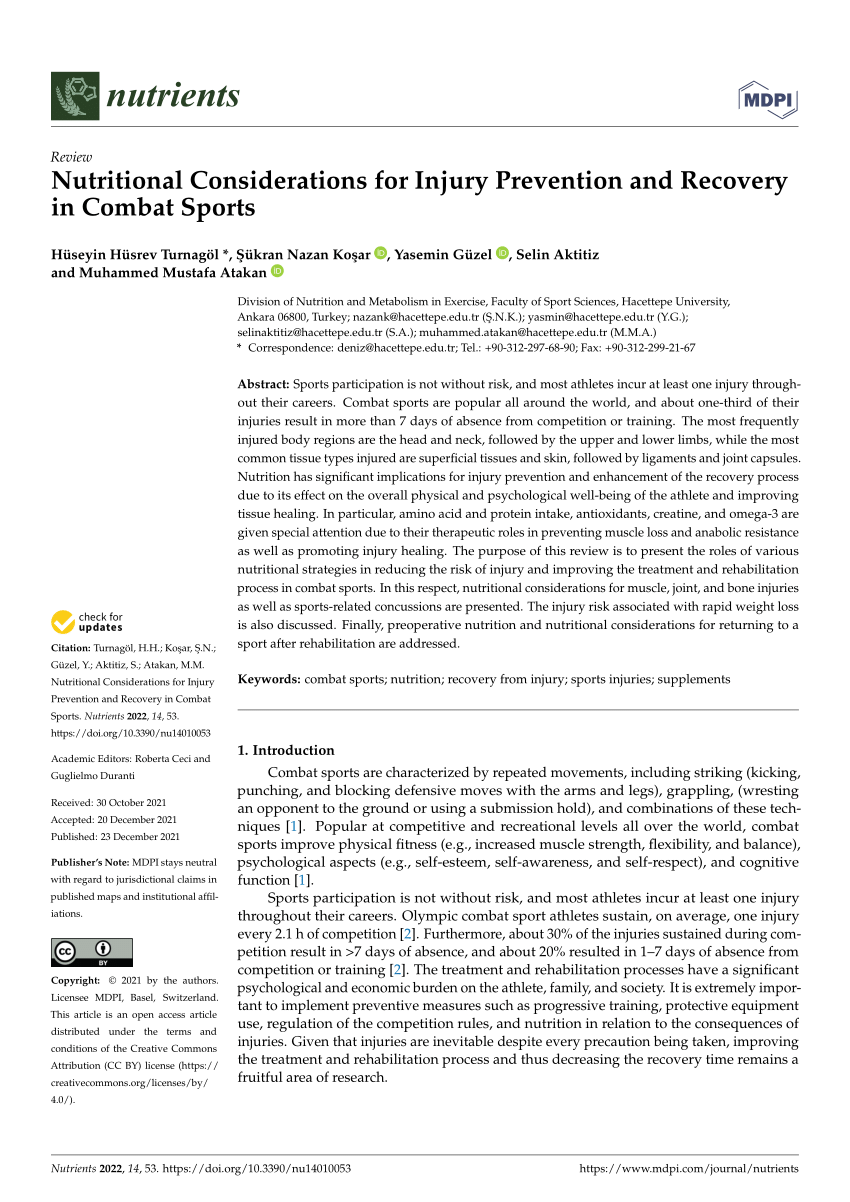 Nutritional considerations for injury prevention in specific sports