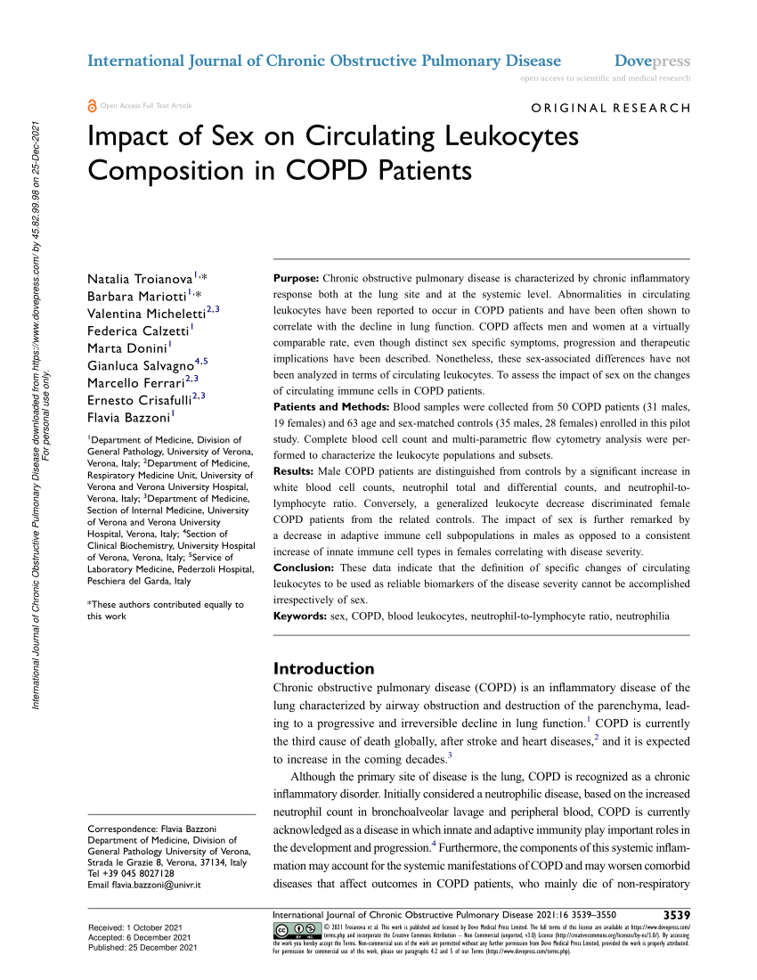 Pdf Impact Of Sex On Circulating Leukocytes Composition In Copd Patients 9749