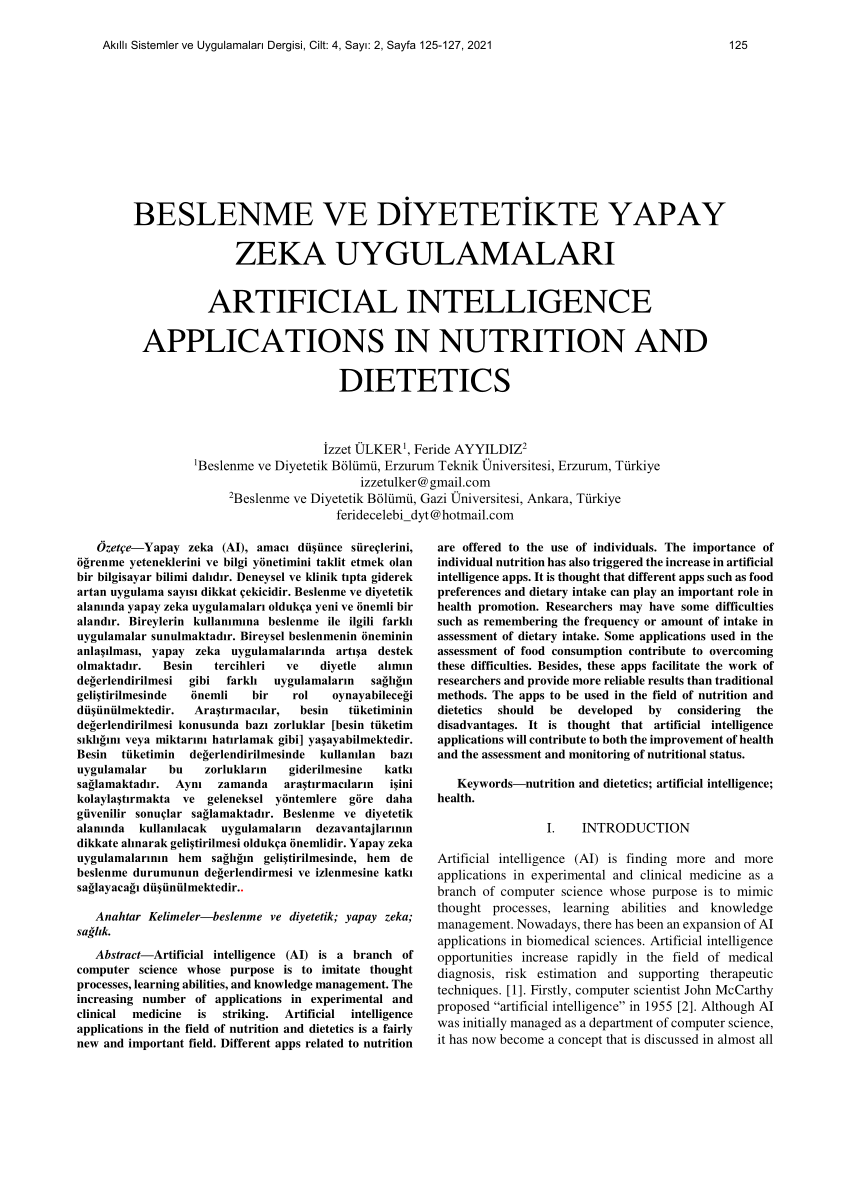 artificial intelligence dietician research paper