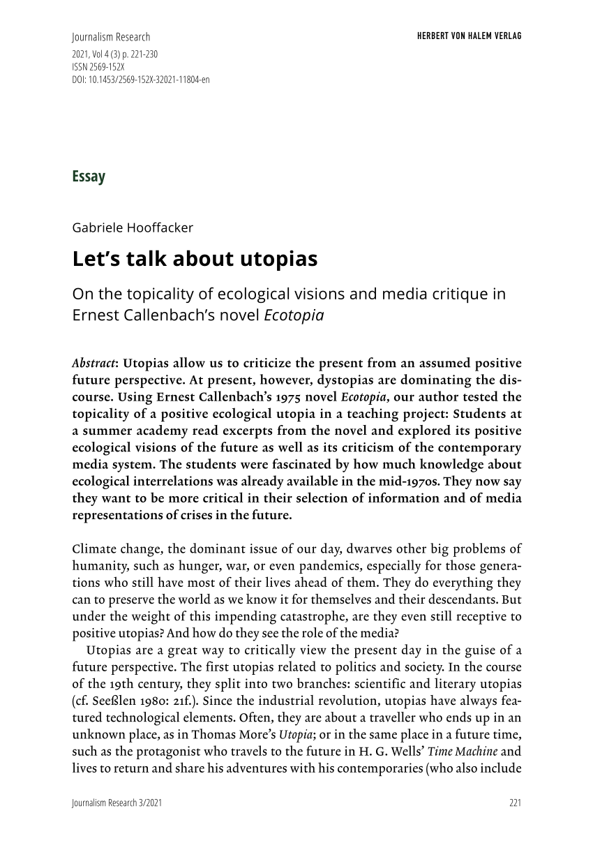 dissertation on utopias