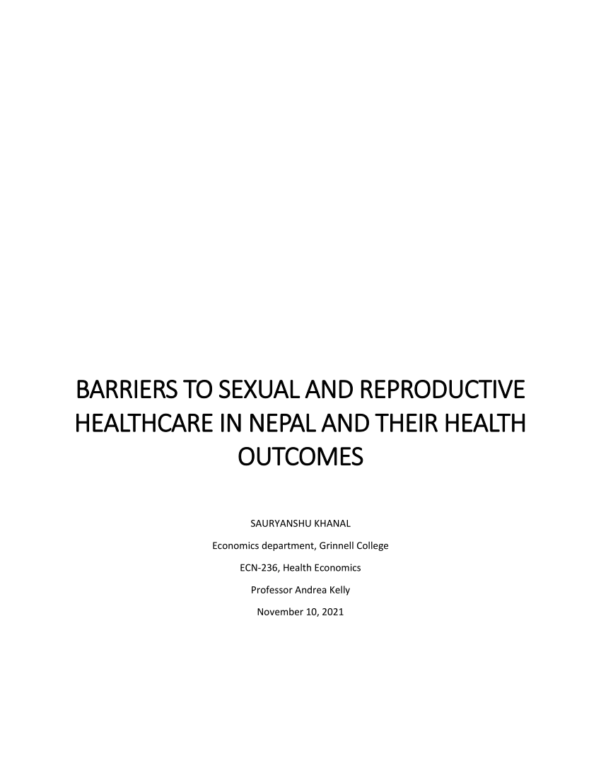Pdf Barriers To Sexual And Reproductive Healthcare In Nepal And Their Health Outcomes 5150