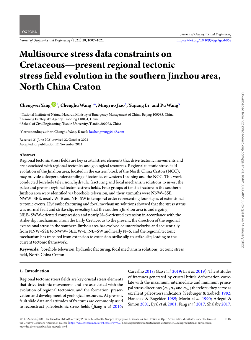 Pdf Multisource Stress Data Constraints On Cretaceous—present