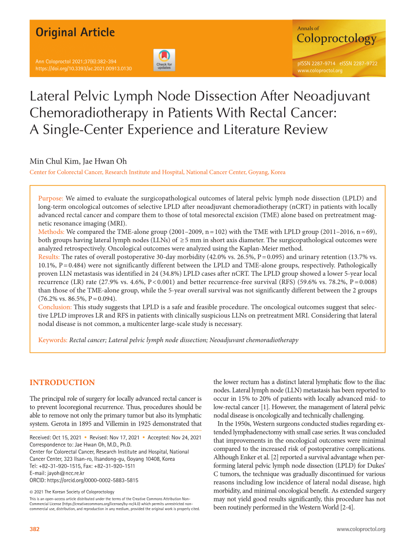 Pdf Lateral Pelvic Lymph Node Dissection After Neoadjuvant 1322