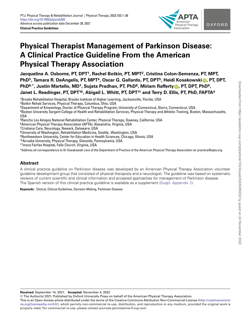 (PDF) Physical Therapist Management of Parkinson Disease A Clinical